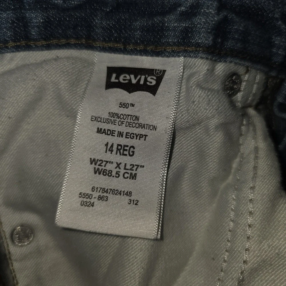 Levi's 550 Relaxed Boys Youth Jeans Size 14 Reg Dark Wash Denim Straight Leg